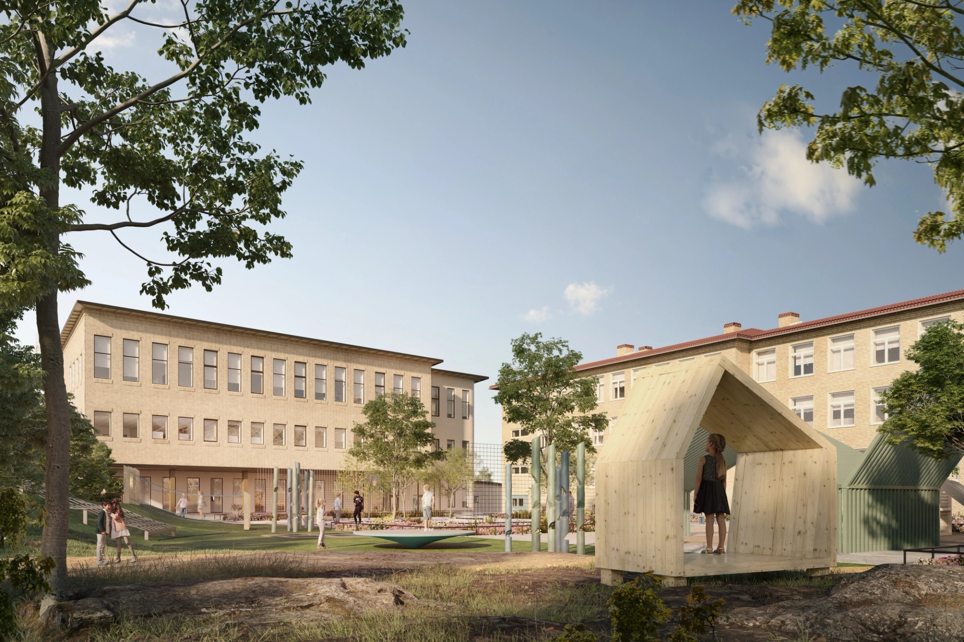Visualisering av utemiljö, nybyggnad och renovering på Bräckeskolan i Göteborg