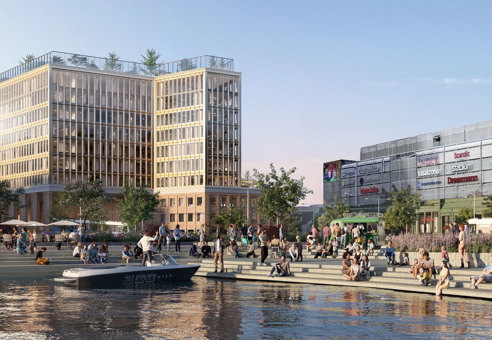 Noon, Centralenområdet Göteborg. Vy från småbåtshamnen visar platsen i staden.