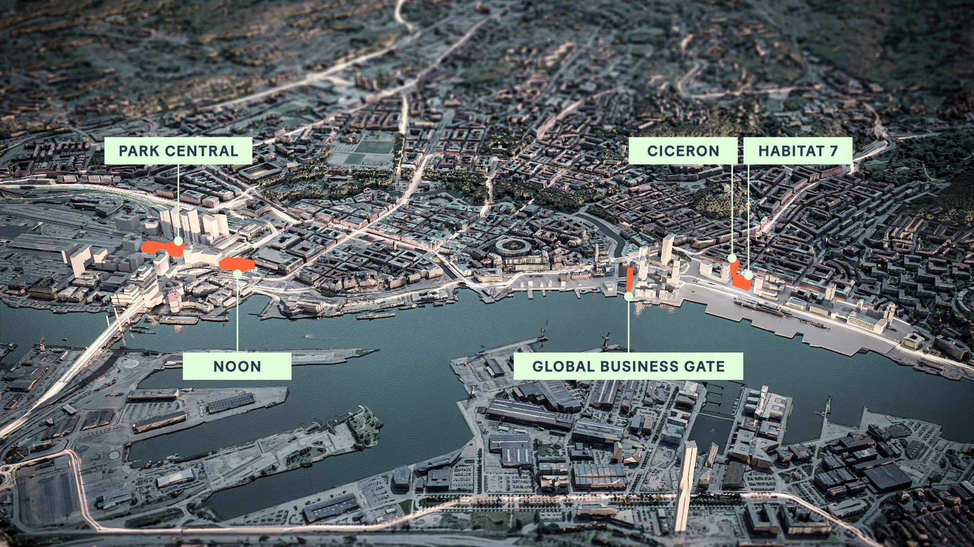 Centrala projekt Göteborg - Park Central, Noon, Global Business Gate, Ciceron, Habitat 7