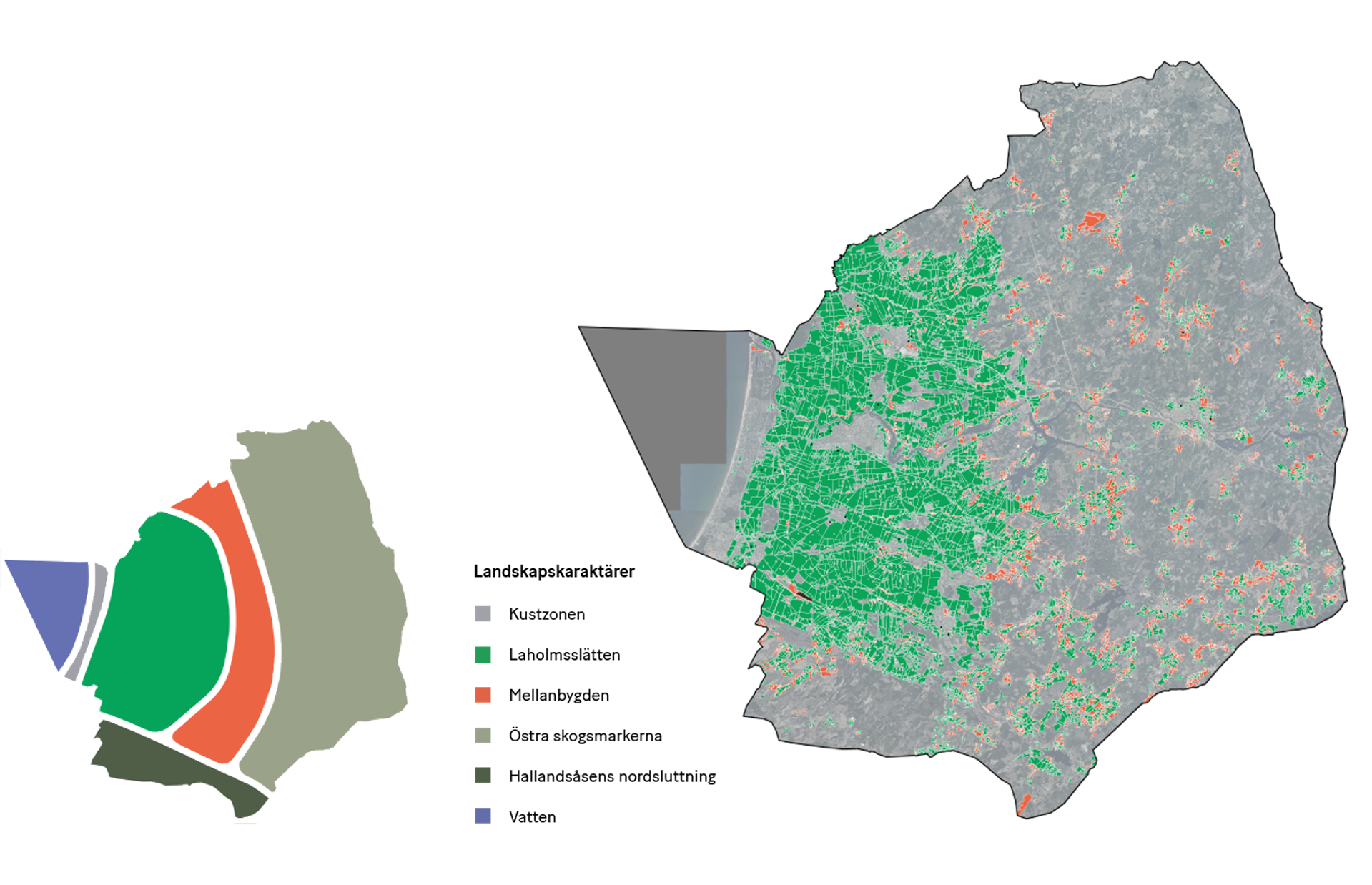 Karta, landskapskaraktärer, Laholms kommun