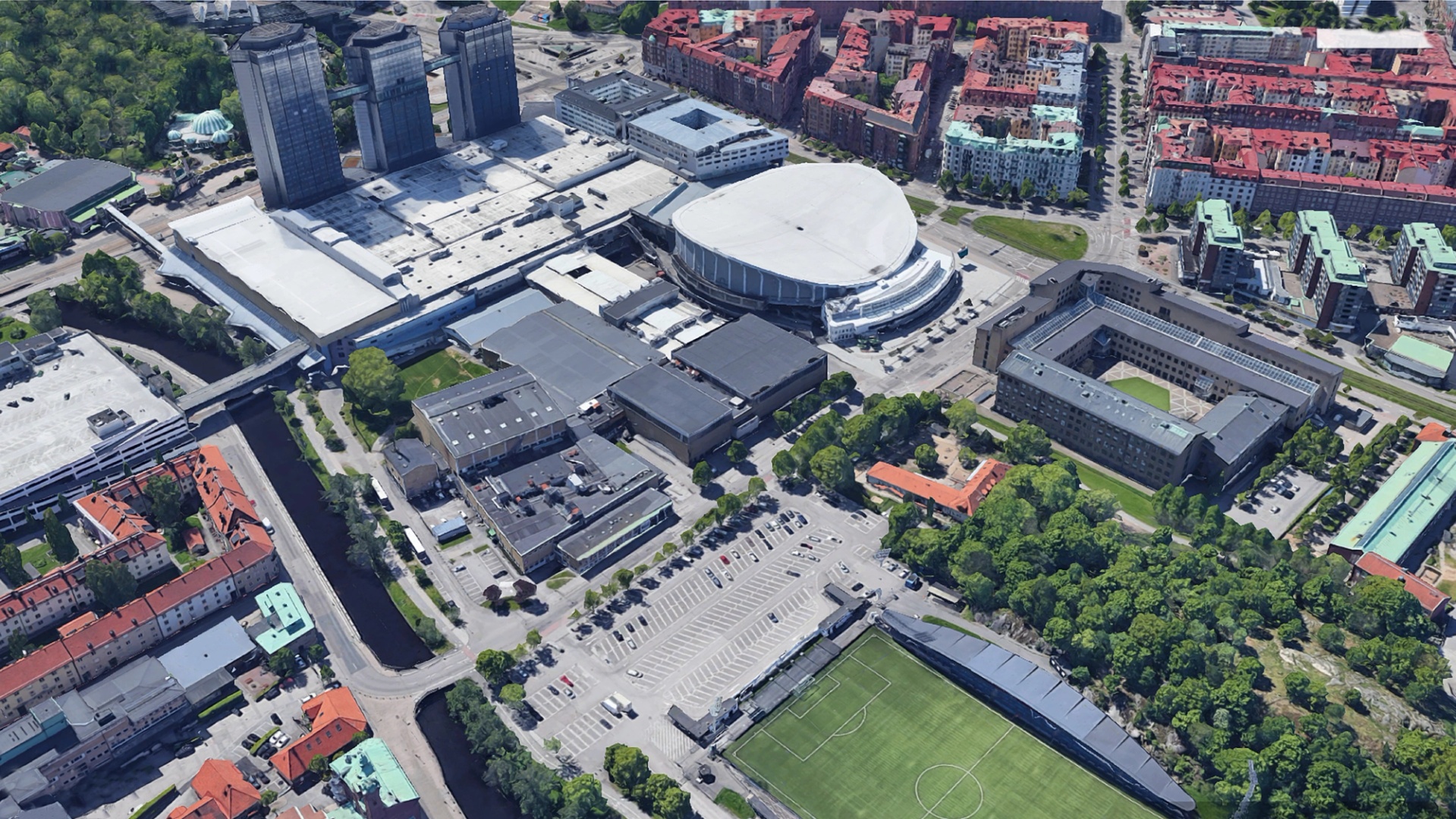 Arenakvarteret i Göteborg flygbild