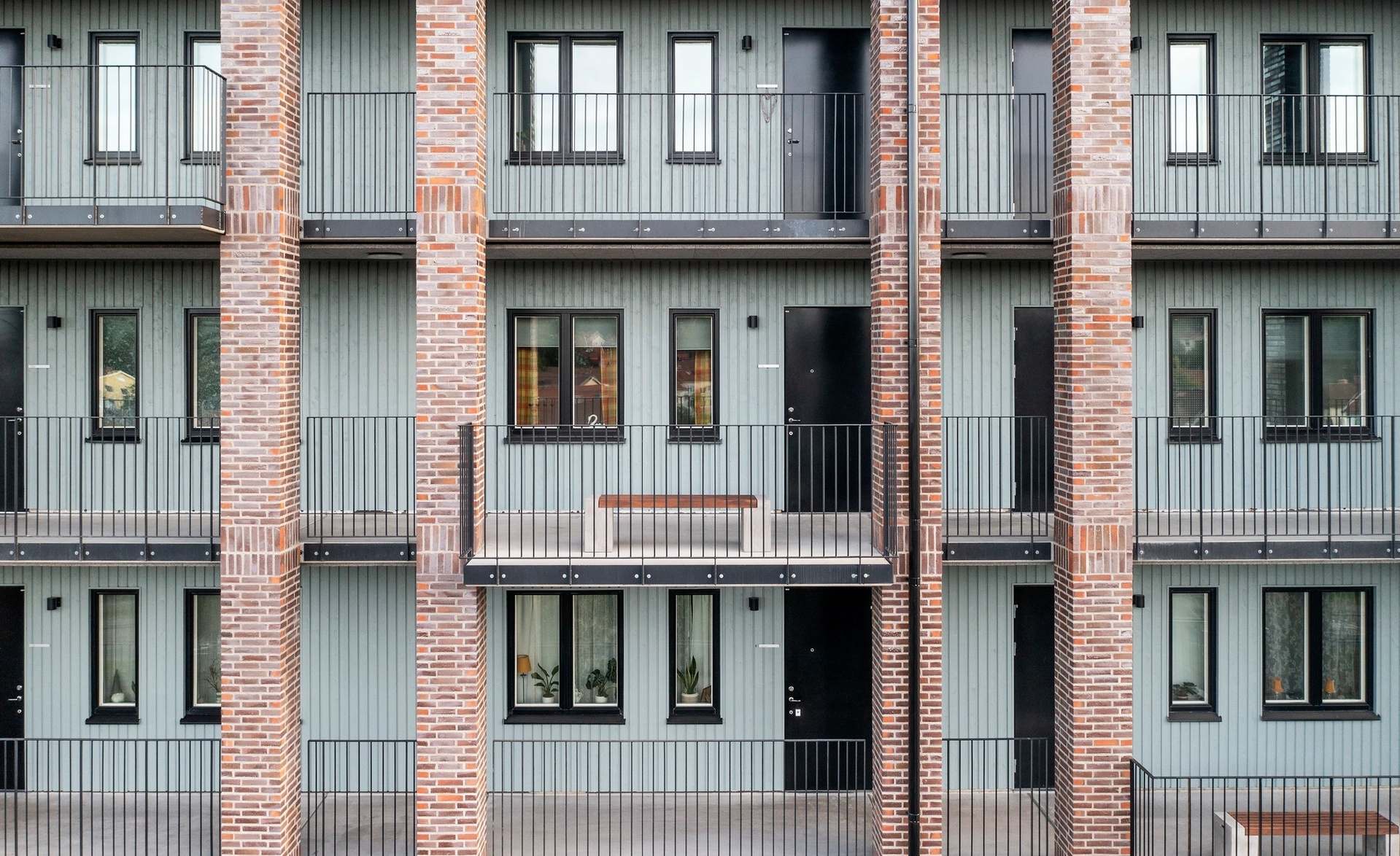 Lundbypark i Göteborg balkonger och loftgångar