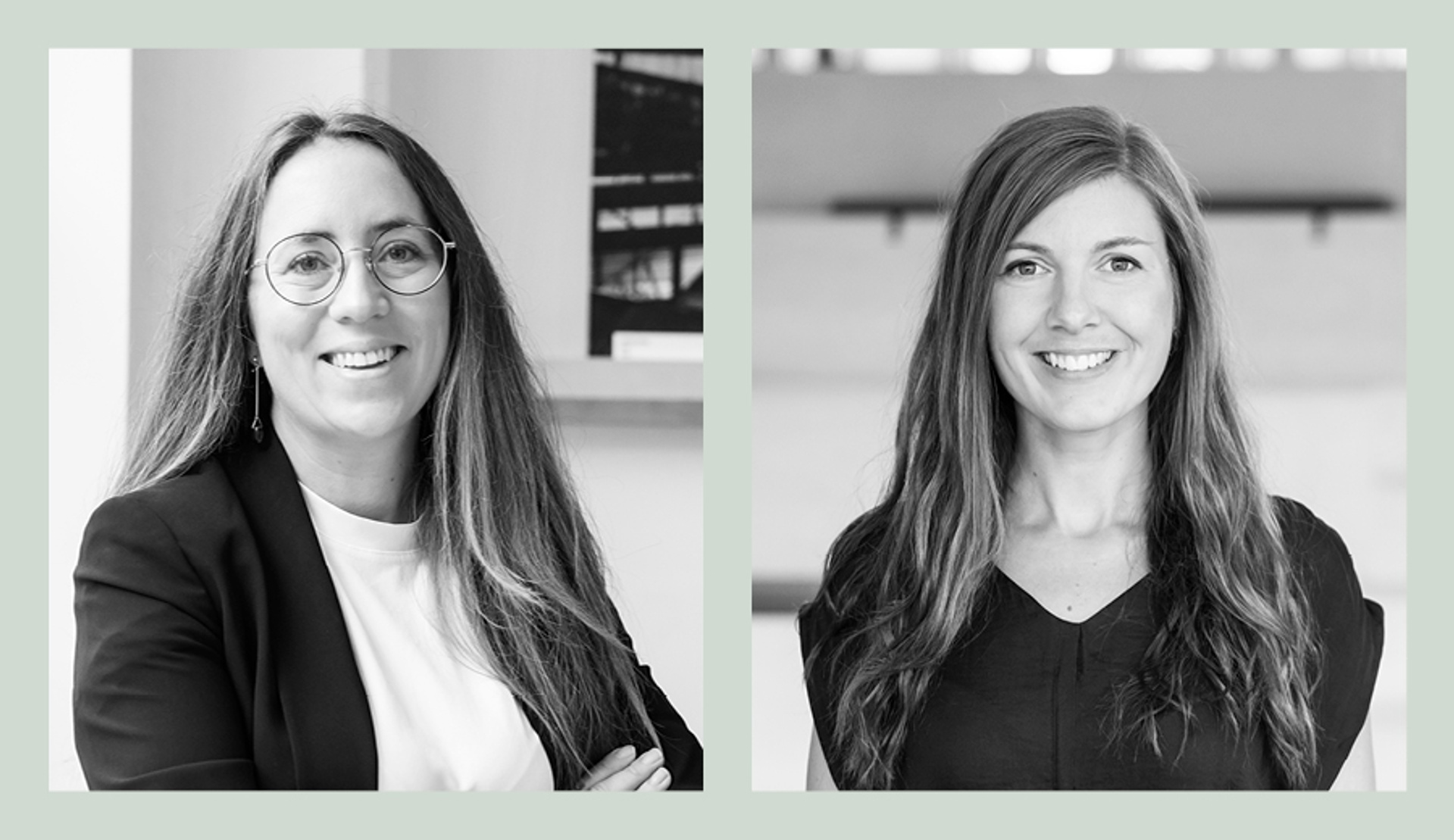 Medarbetarbilder på Sofie Hedin och Frida Westlin, arkitekter på Krook & Tjäder.