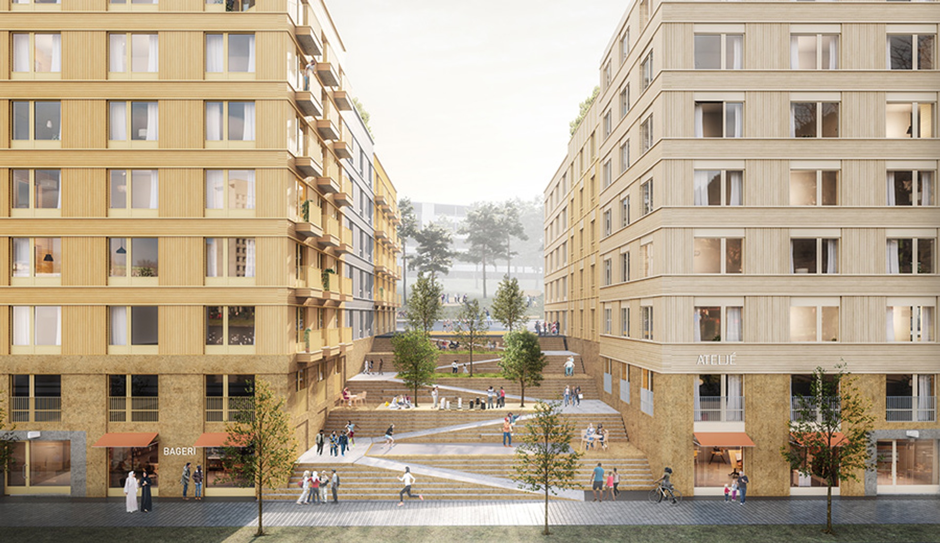 Visualisering över projektet Rogaland i Husby ritat av Krook & Tjäder.