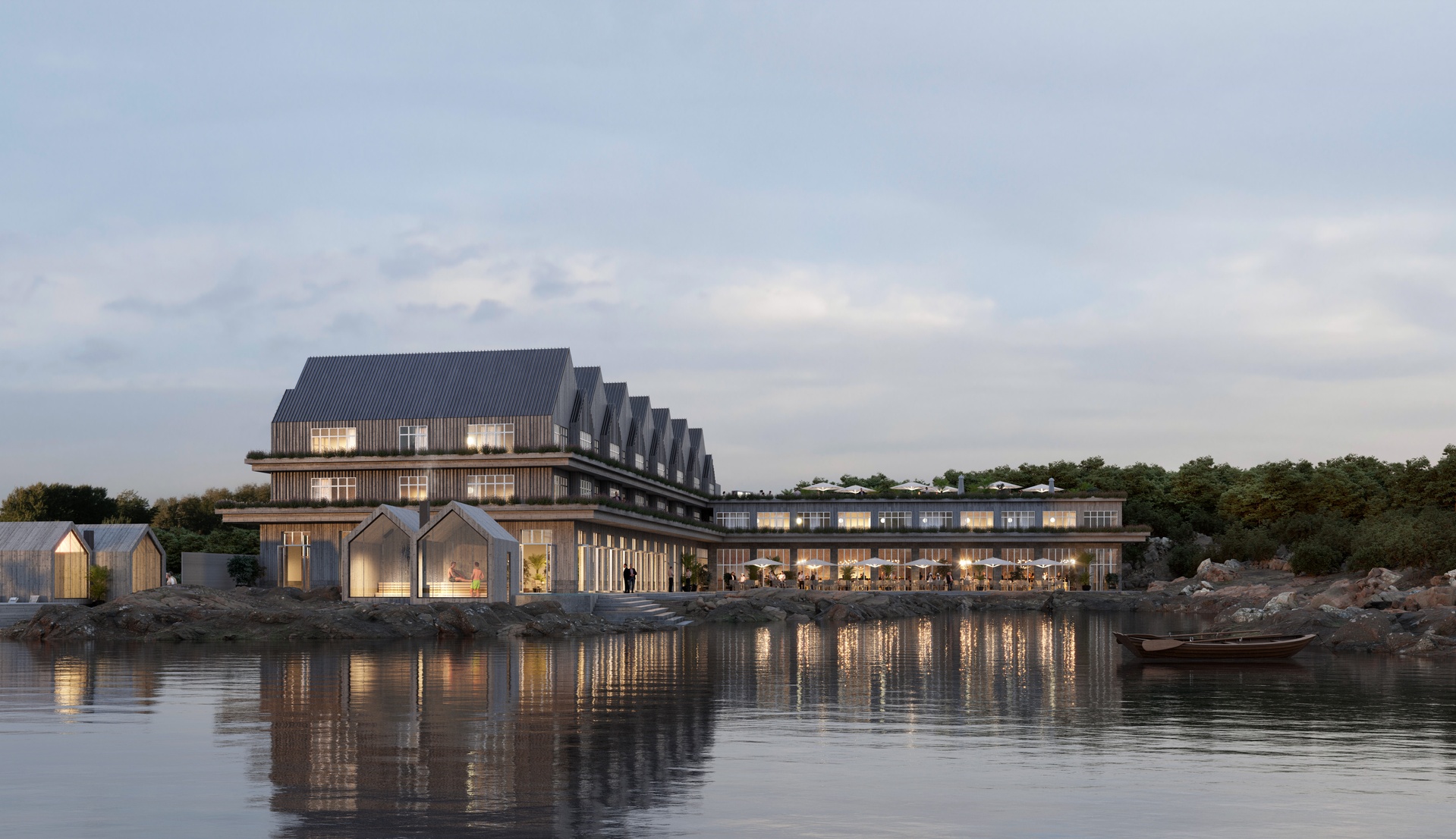 Visualisering av hotell Långesand av Krook & Tjäder