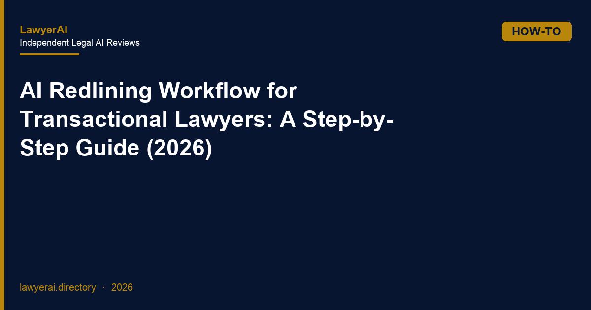 AI Redlining Workflow for Transactional Lawyers: A Step-by-Step Guide (2026) AI Redlining Workflow for Transactional Lawyers: A Step-by-Step Guide (2026)