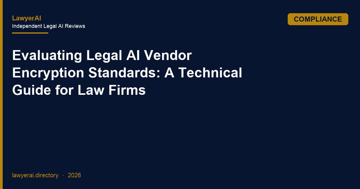 Evaluating Legal AI Vendor Encryption Standards: A Technical Guide for Law Firms Evaluating Legal AI Vendor Encryption Standards: A Technical Guide for Law Firms