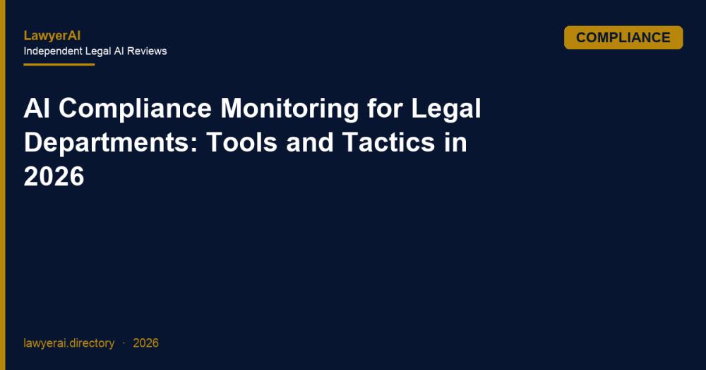 AI Compliance Monitoring for Legal Departments: Tools and Tactics in 2026