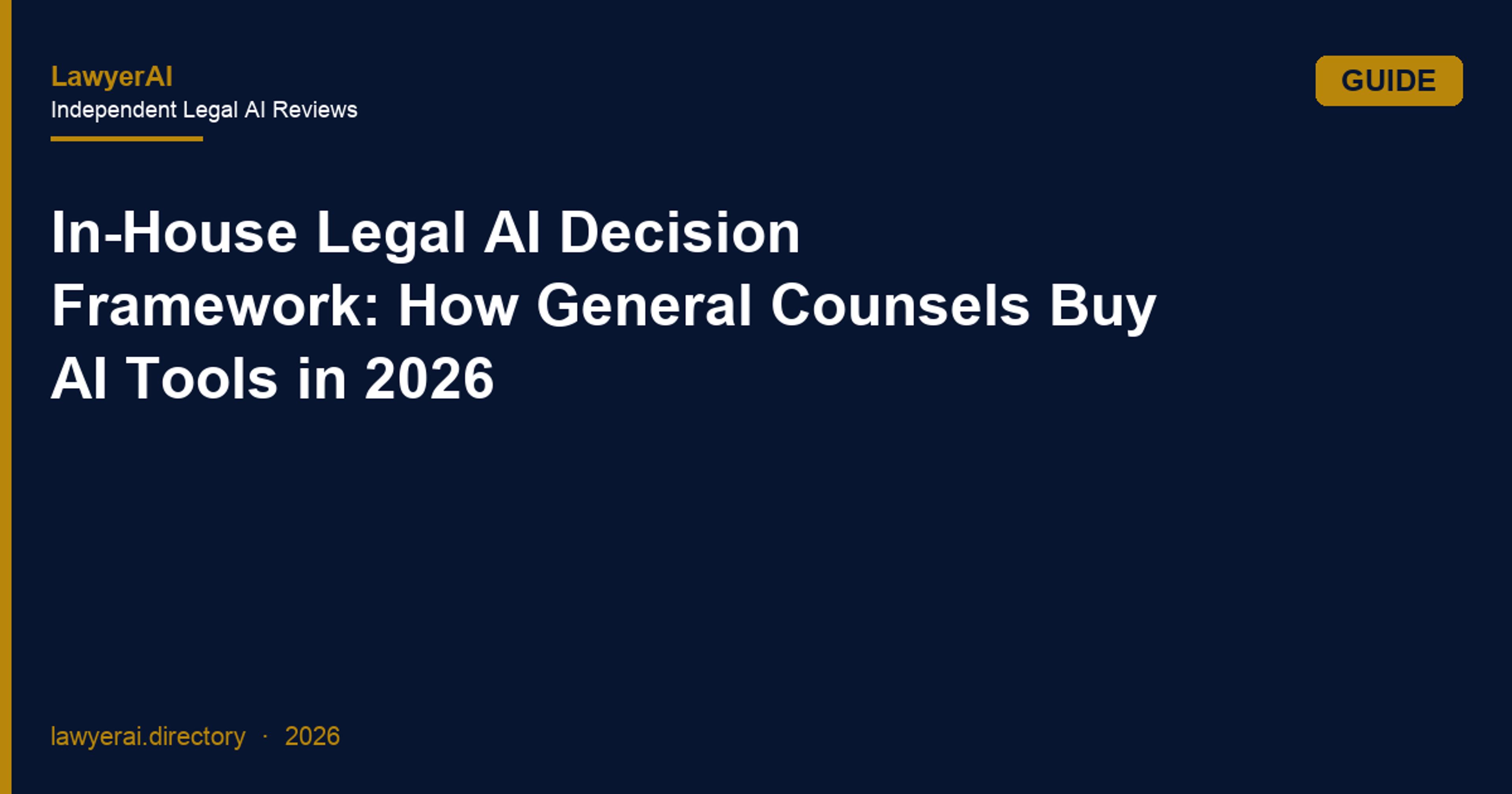 In-House Legal AI Decision Framework: How General Counsels Buy AI Tools in 2026