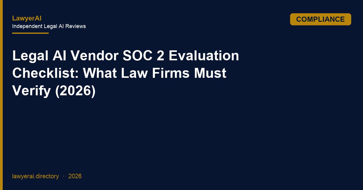 Legal AI Vendor SOC 2 Evaluation Checklist: What Law Firms Must Verify (2026) Legal AI Vendor SOC 2 Evaluation Checklist: What Law Firms Must Verify (2026)