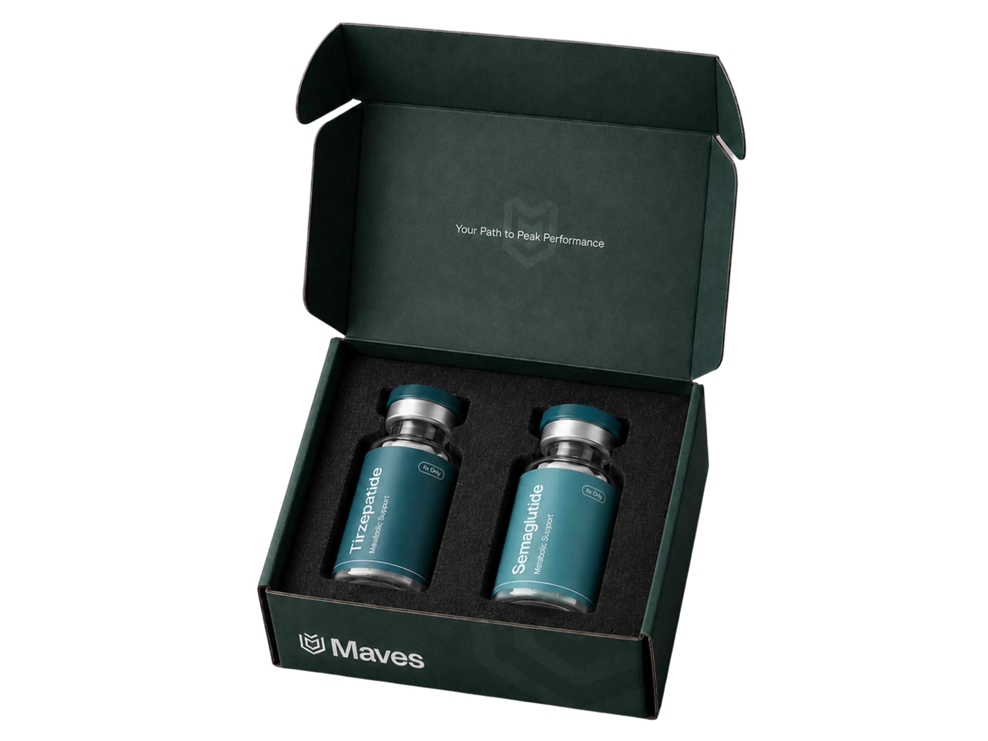 An opened Maves box with the treatment vial inside