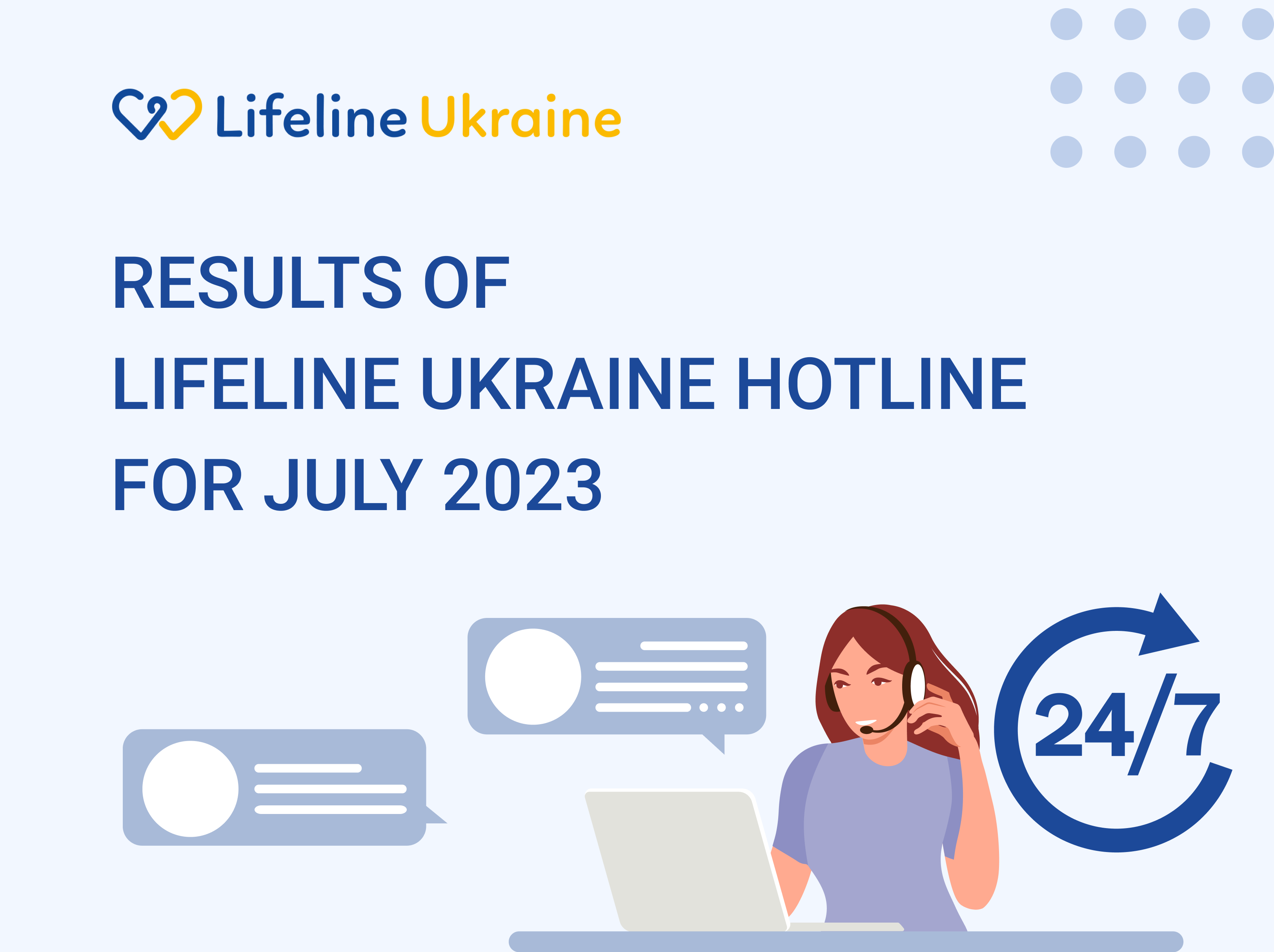 A woman takes calls on the line LifeLine Ukraine