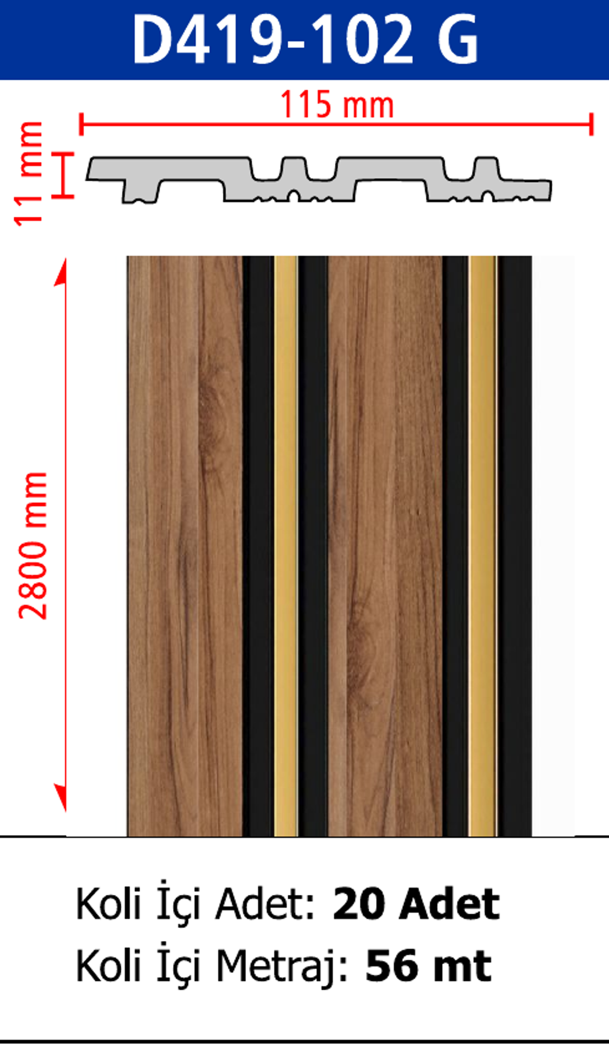Polimer Lambiri D419-102 - 115 x 2800 x 11 mm