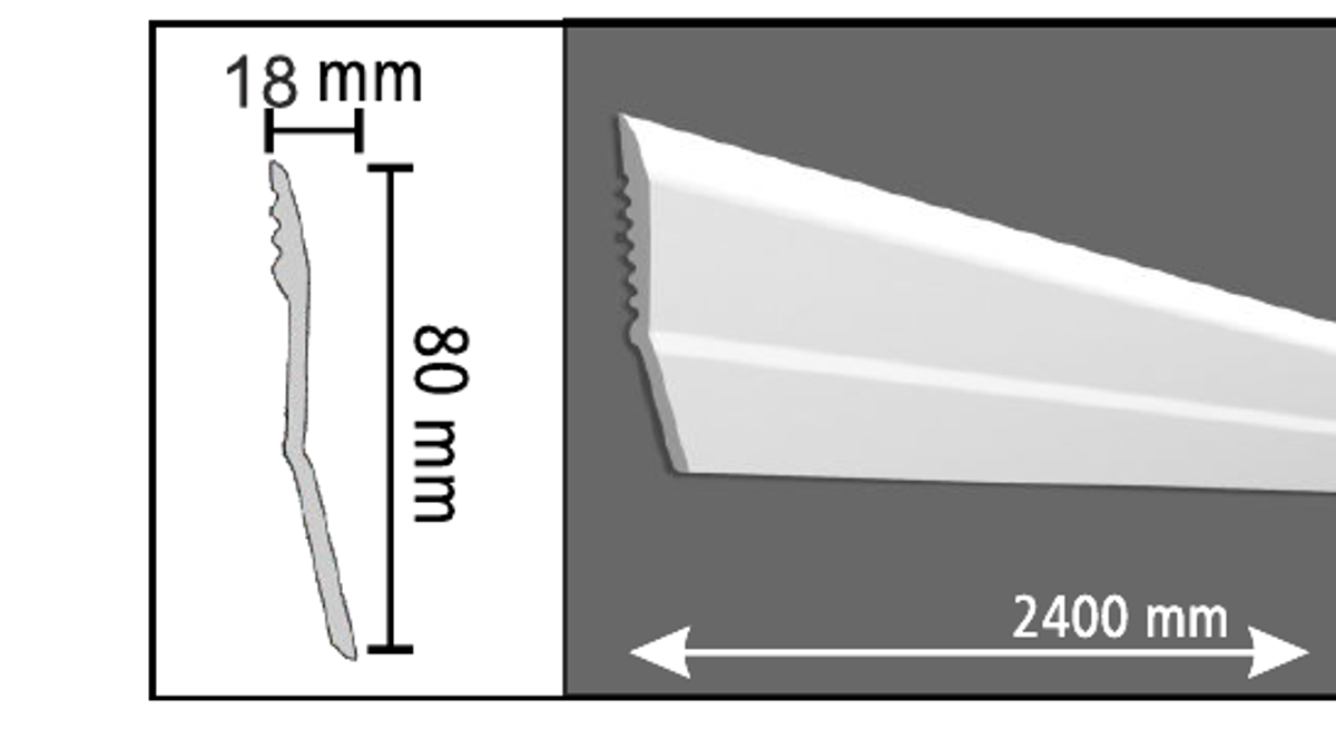 Boyanabilir Süpürgelik D312 - 80 x 2400 x 18 mm