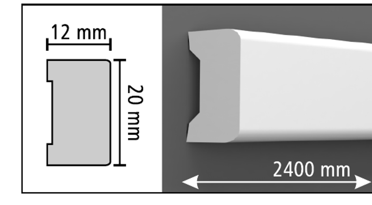 Boyanabilir Duvar Çıtası D113 - 20 x 2400 x 12 mm
