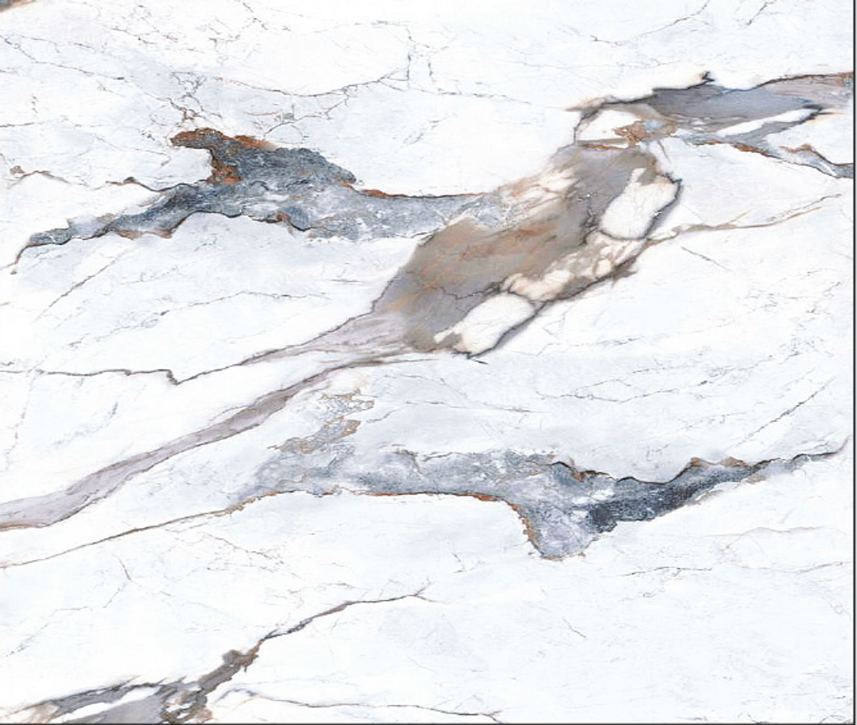PVC Mermer Paneli 965 (Beyaz Zemin, Kahverengi Damarlı) - 1220 x 2440 x 2,7 mm