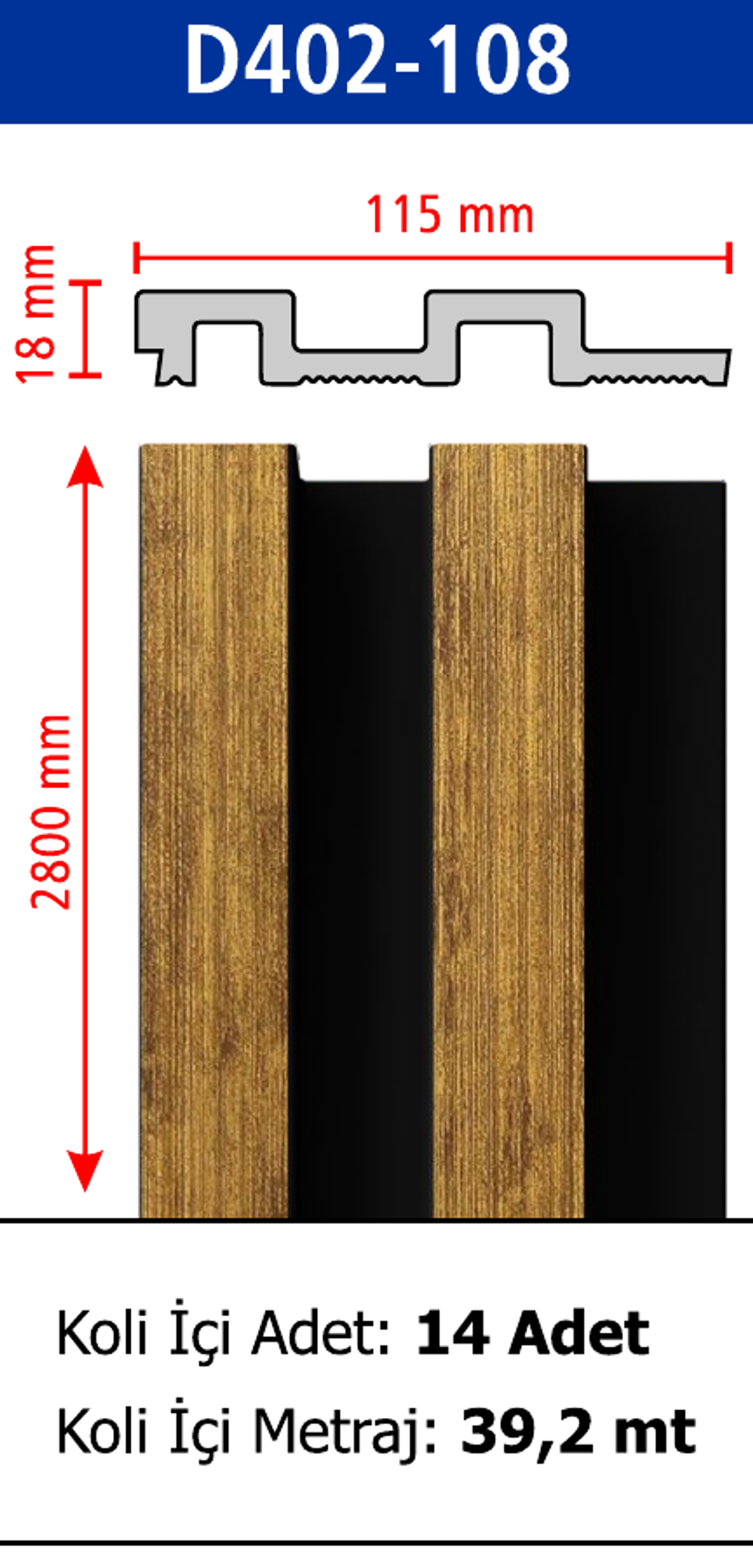 Polimer Lambiri D402-108 - 115 x 2800 x 18 mm