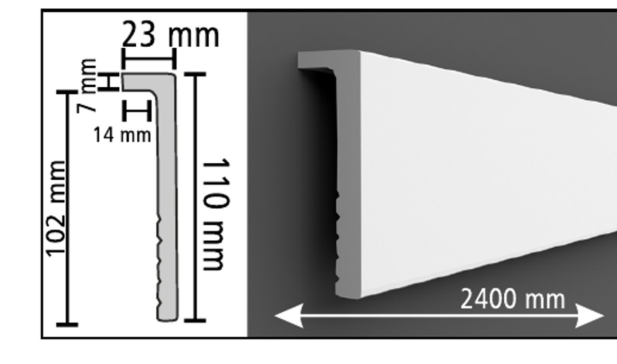 Boyanabilir Süpürgelik D313 - 110 x 2400 x 23 mm