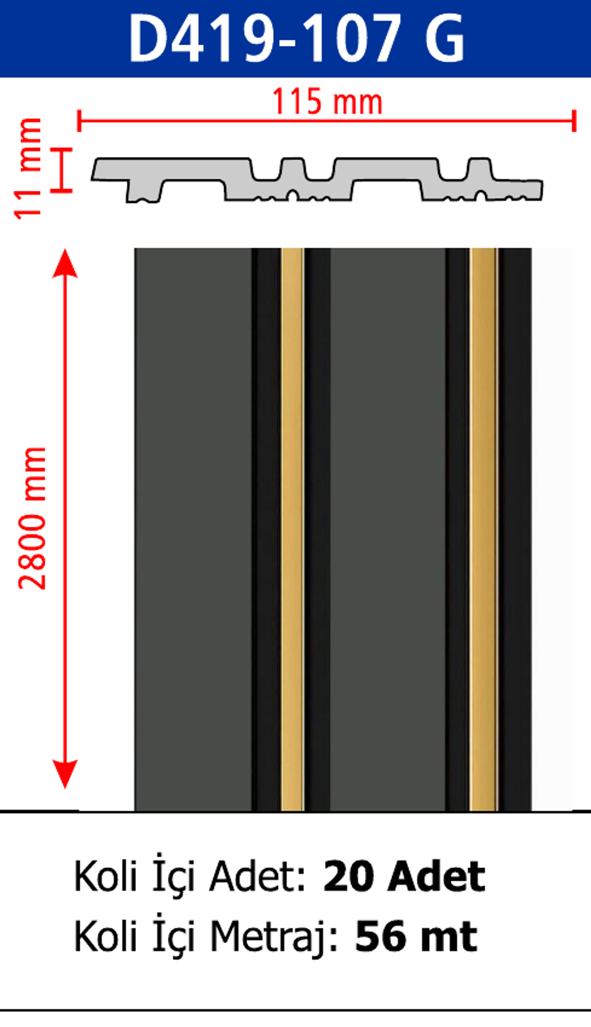 Polimer Lambiri D419-107 - 115 x 2800 x 11 mm