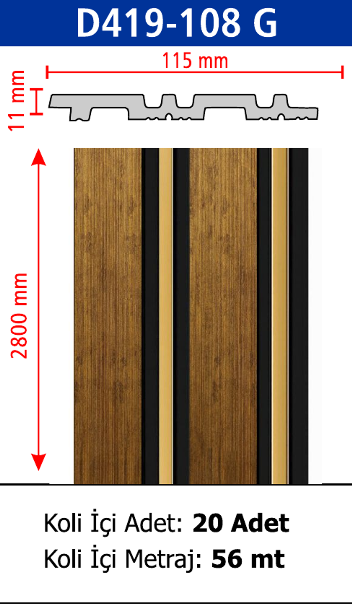 Polimer Lambiri D419-108 - 115 x 2800 x 11 mm