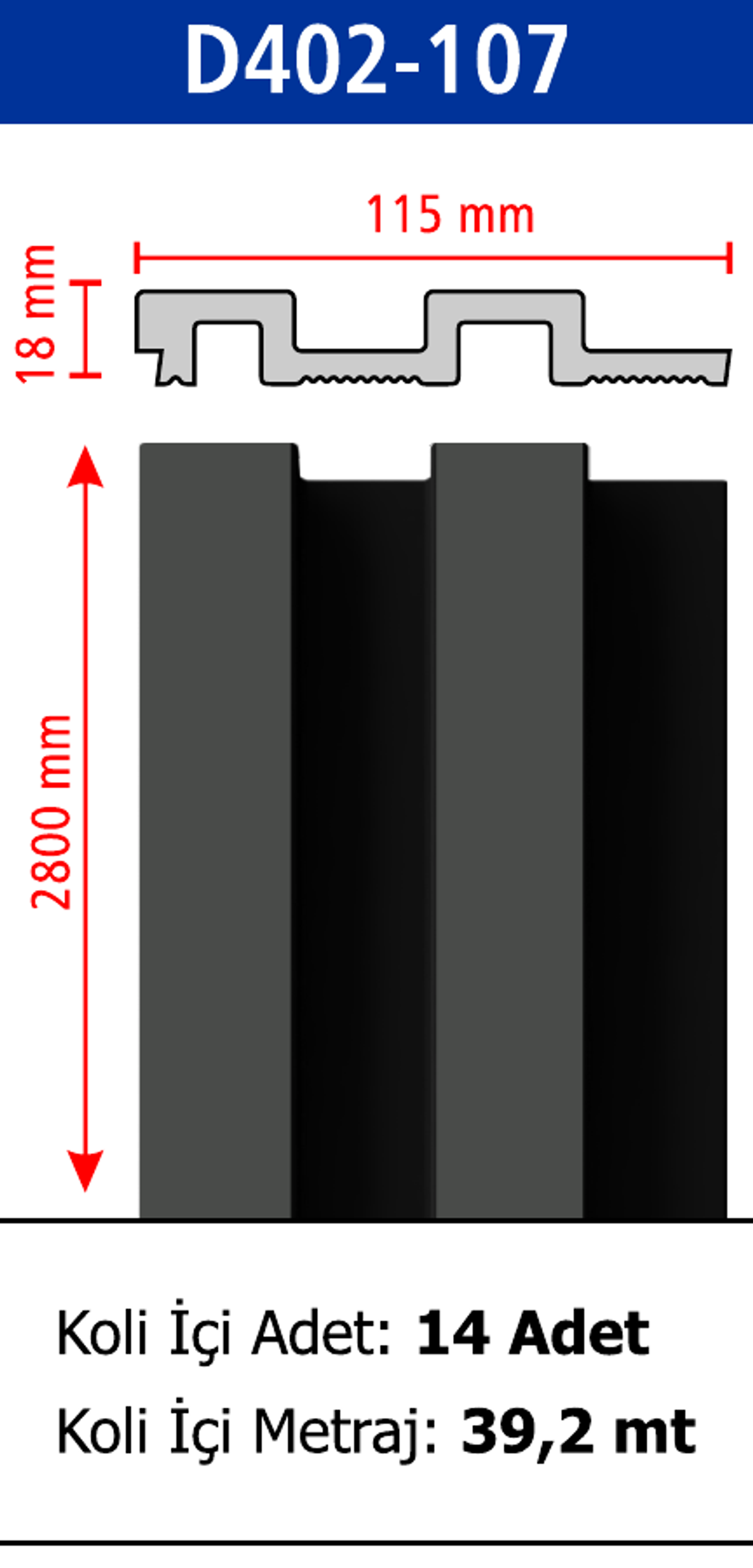 Polimer Lambiri D402-107 - 115 x 2800 x 18 mm