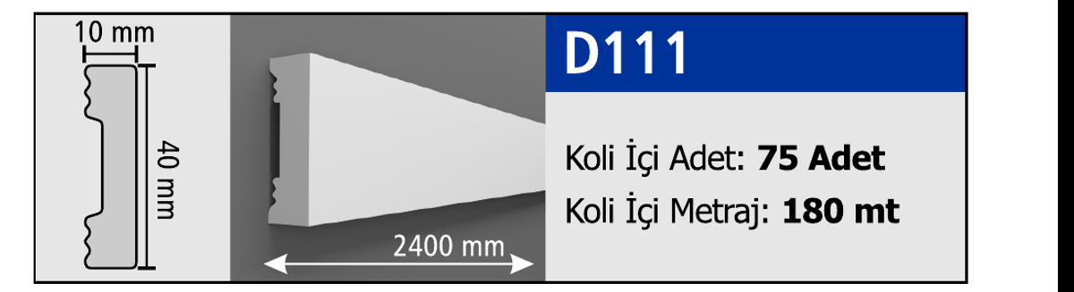 Boyanabilir Duvar Çıtası D111 - 40 x 2400 x 10 mm