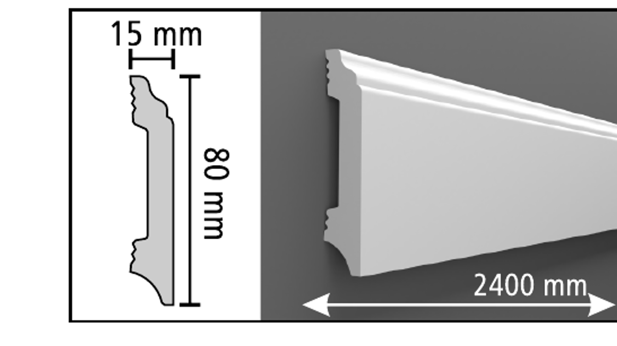 Boyanabilir Süpürgelik D305 - 80 x 2400 x 15 mm