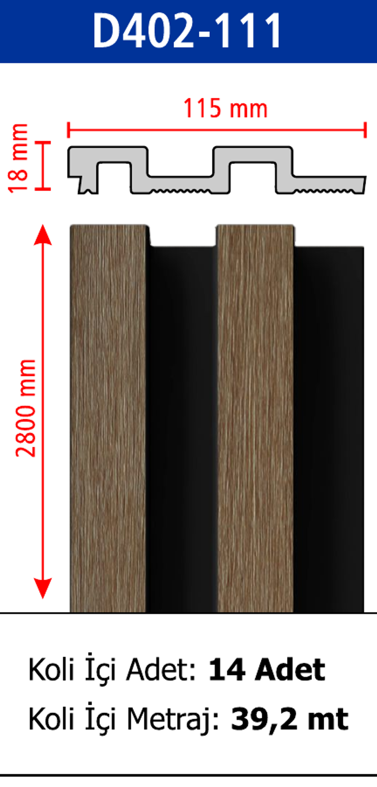 Polimer Lambiri D402-111 - 115 x 2800 x 18 mm