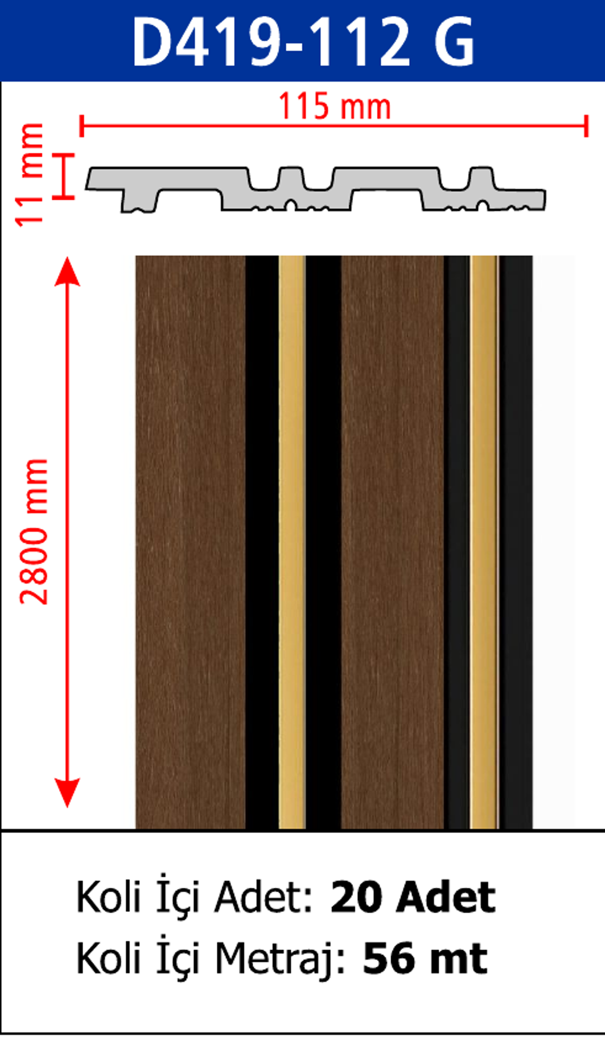 Polimer Lambiri D419-112 - 115 x 2800 x 11 mm