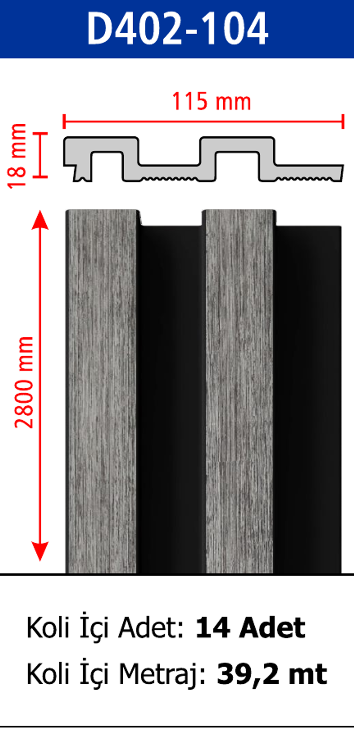 Polimer Lambiri D402-104 - 115 x 2800 x 18 mm