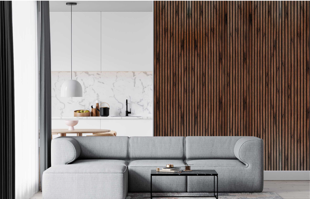 Akustik Ahşap Panel LAN-303 (Kızıl Kahve) - 600 x 2800 mm