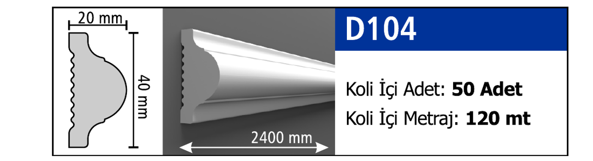 Boyanabilir Duvar Çıtası D104 - 40 x 2400 x 20 mm