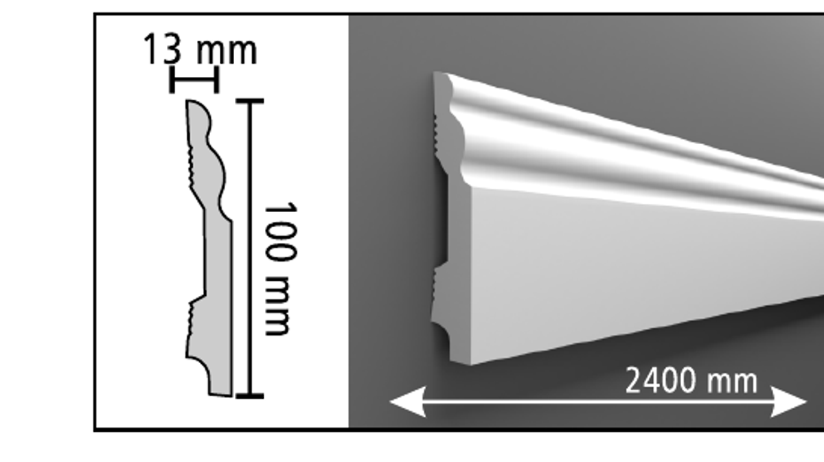 Boyanabilir Süpürgelik D314 - 100 x 2400 x 13 mm