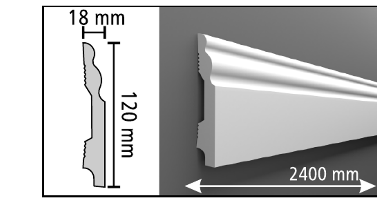 Boyanabilir Süpürgelik D303 - 120 x 2400 x 18 mm
