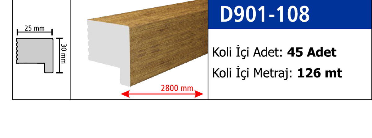 Bitiş Çıtası D901-108 - 30 x 2800 x 25 mm