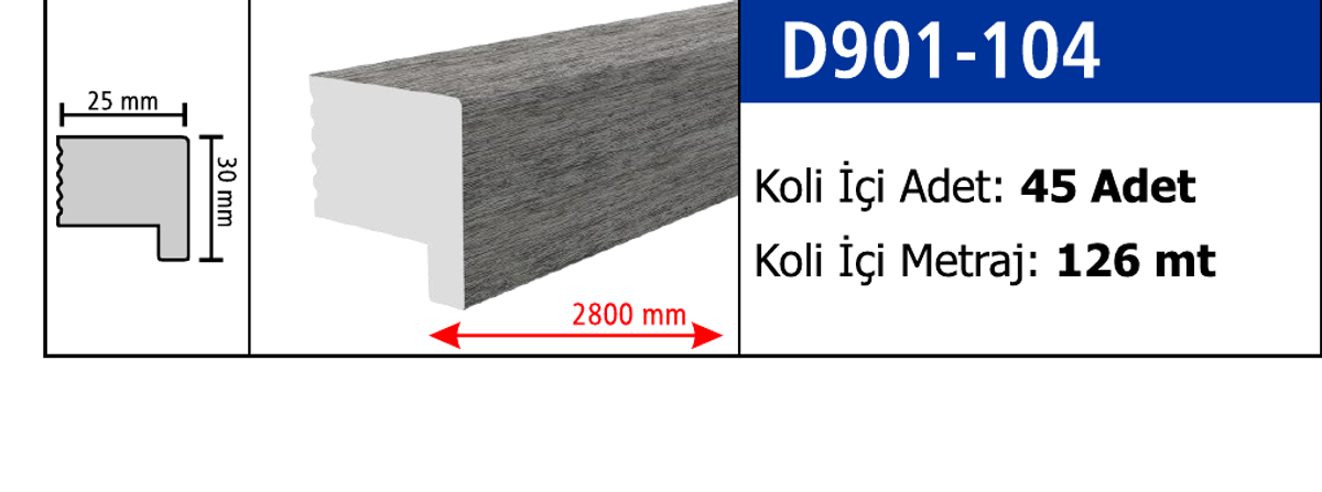 Bitiş Çıtası D901-104 - 30 x 2800 x 25 mm