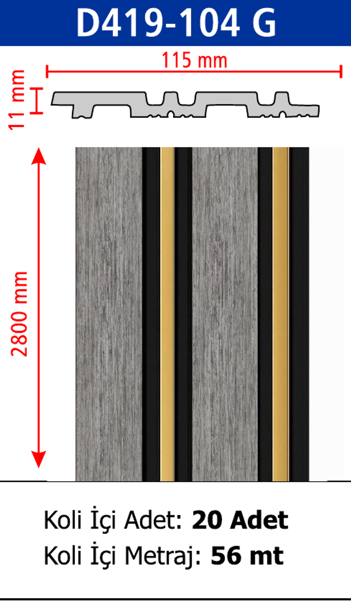 Polimer Lambiri D419-104 - 115 x 2800 x 11 mm
