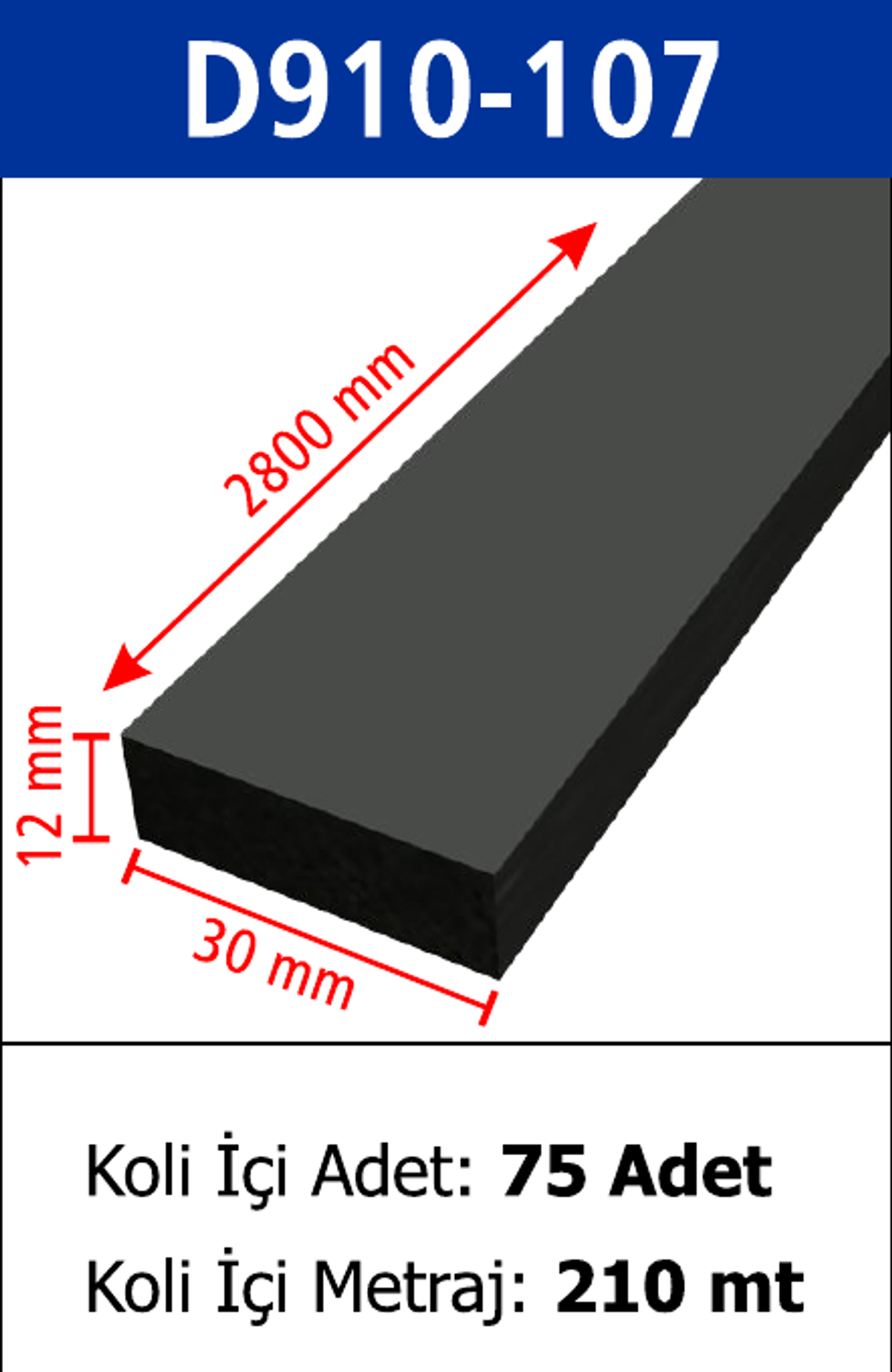 Dekoratif Duvar Çıtası D910-107 - 30 x 2800 x 12 mm