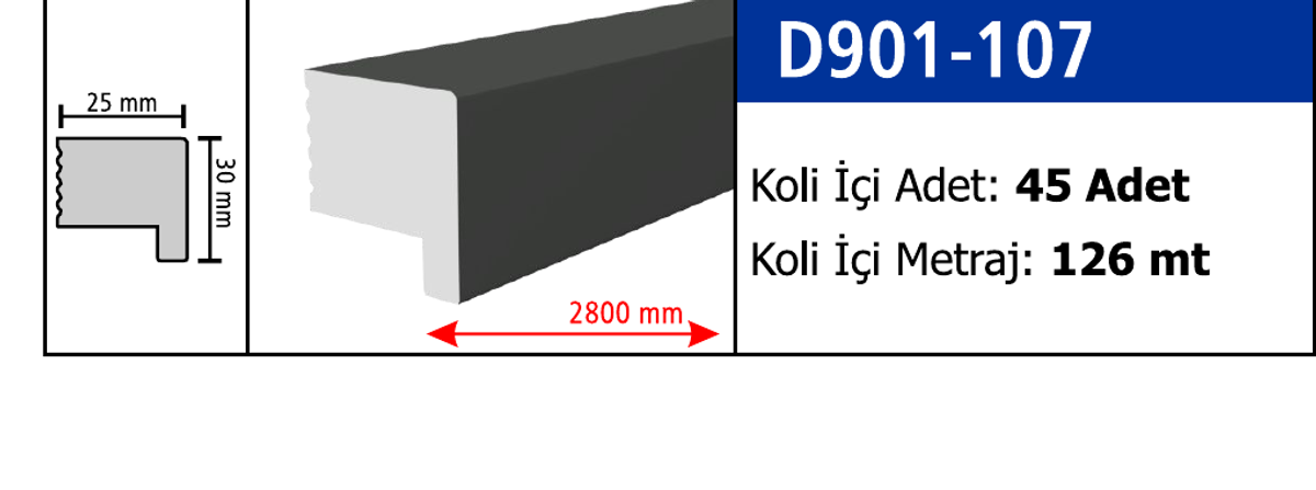 Bitiş Çıtası D901-107 - 30 x 2800 x 25 mm