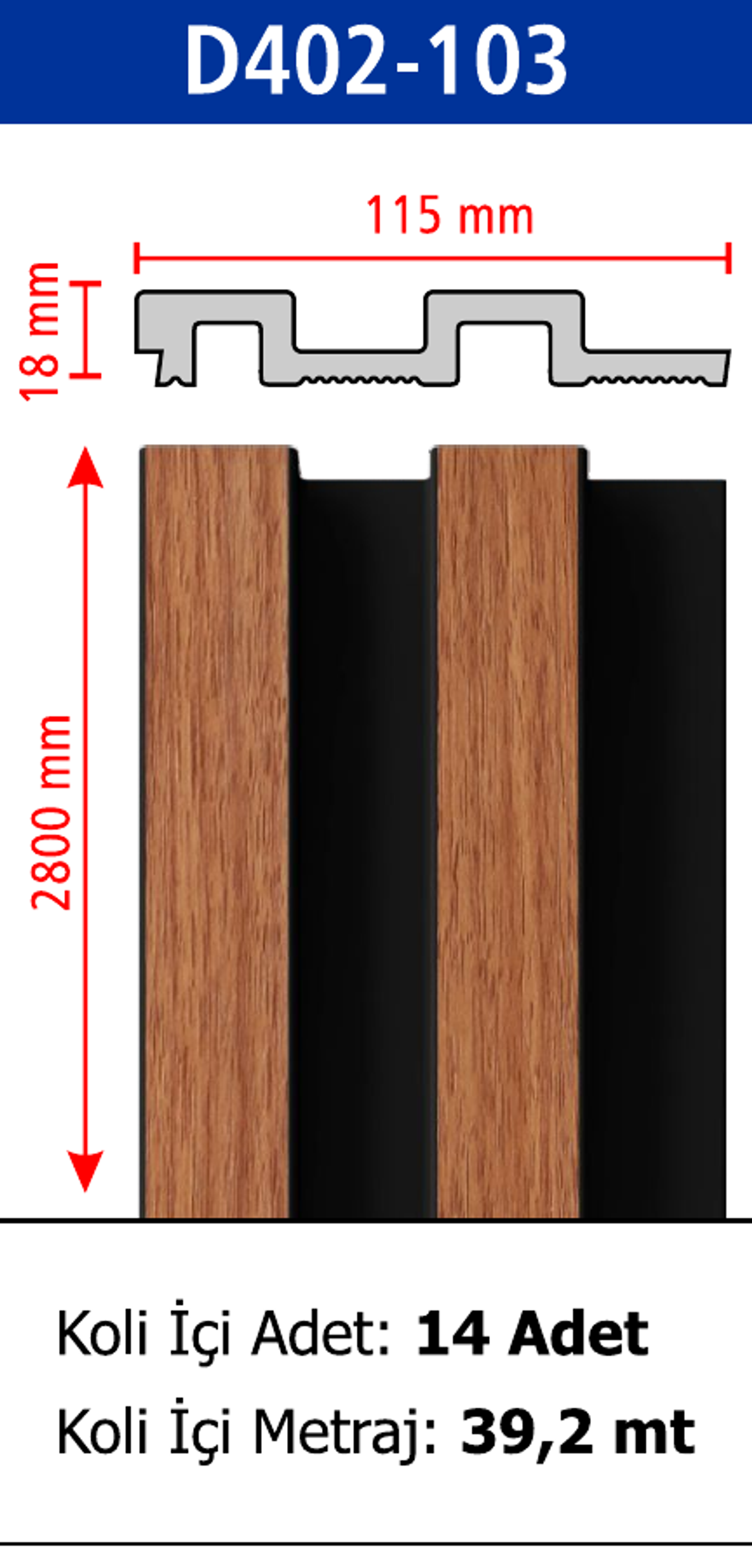 Polimer Lambiri D402-103 - 115 x 2800 x 18 mm