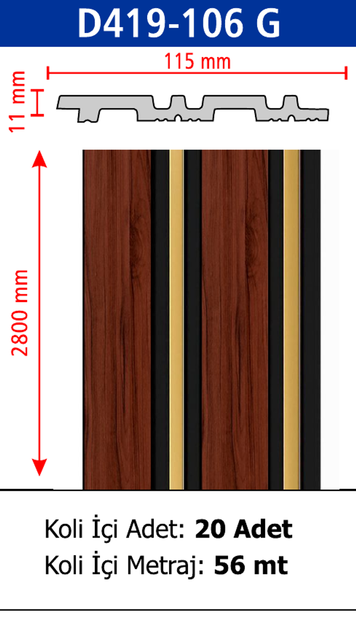 Polimer Lambiri D419-106 - 115 x 2800 x 11 mm