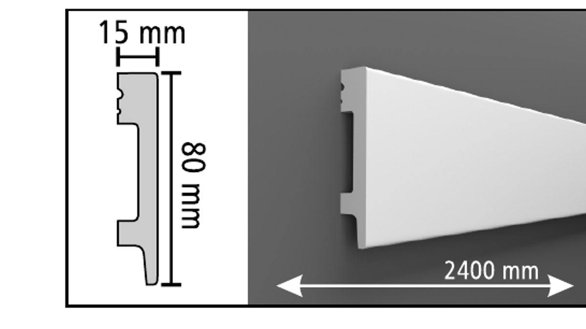 Boyanabilir Süpürgelik D310 - 80 x 2400 x 15 mm