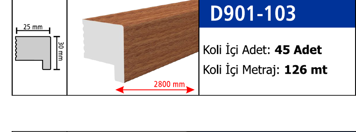 Bitiş Çıtası D901-103 - 30 x 2800 x 25 mm