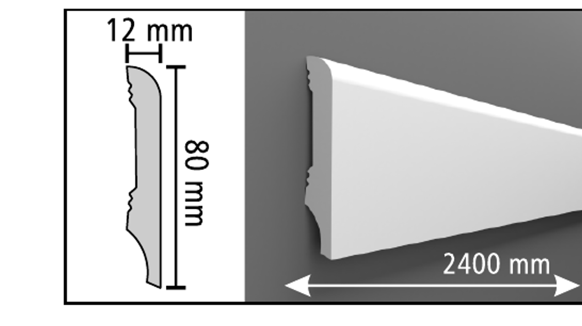 Boyanabilir Süpürgelik D301 - 80 x 2400 x 12 mm