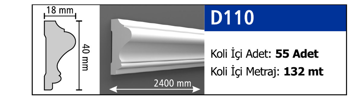 Boyanabilir Duvar Çıtası D110 - 40 x 2400 x 18 mm