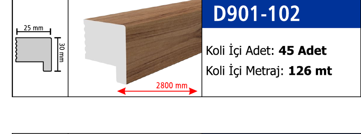 Bitiş Çıtası D901-102 - 30 x 2800 x 25 mm