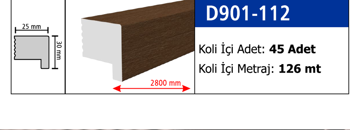 Bitiş Çıtası D901-112 - 30 x 2800 x 25 mm