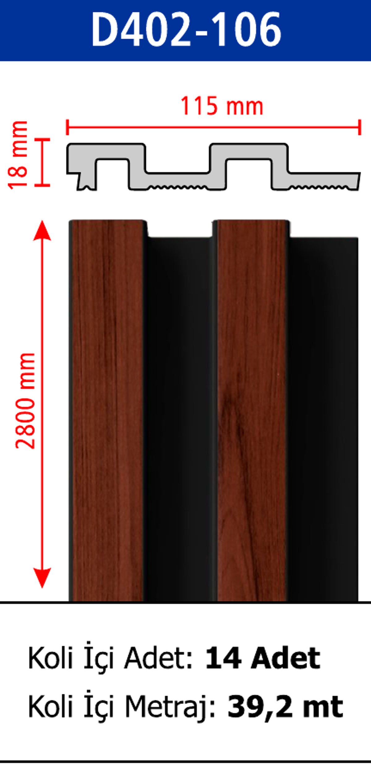 Polimer Lambiri D402-106 - 115 x 2800 x 18 mm