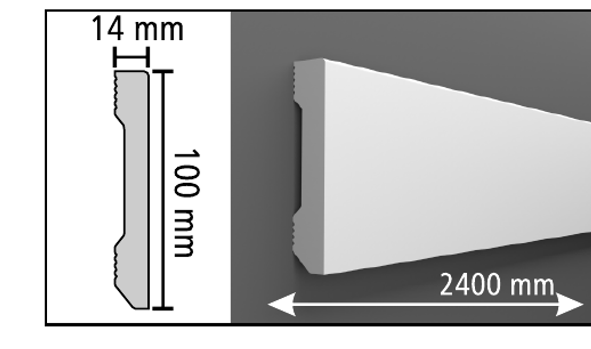Boyanabilir Süpürgelik D308 - 100 x 2400 x 14 mm