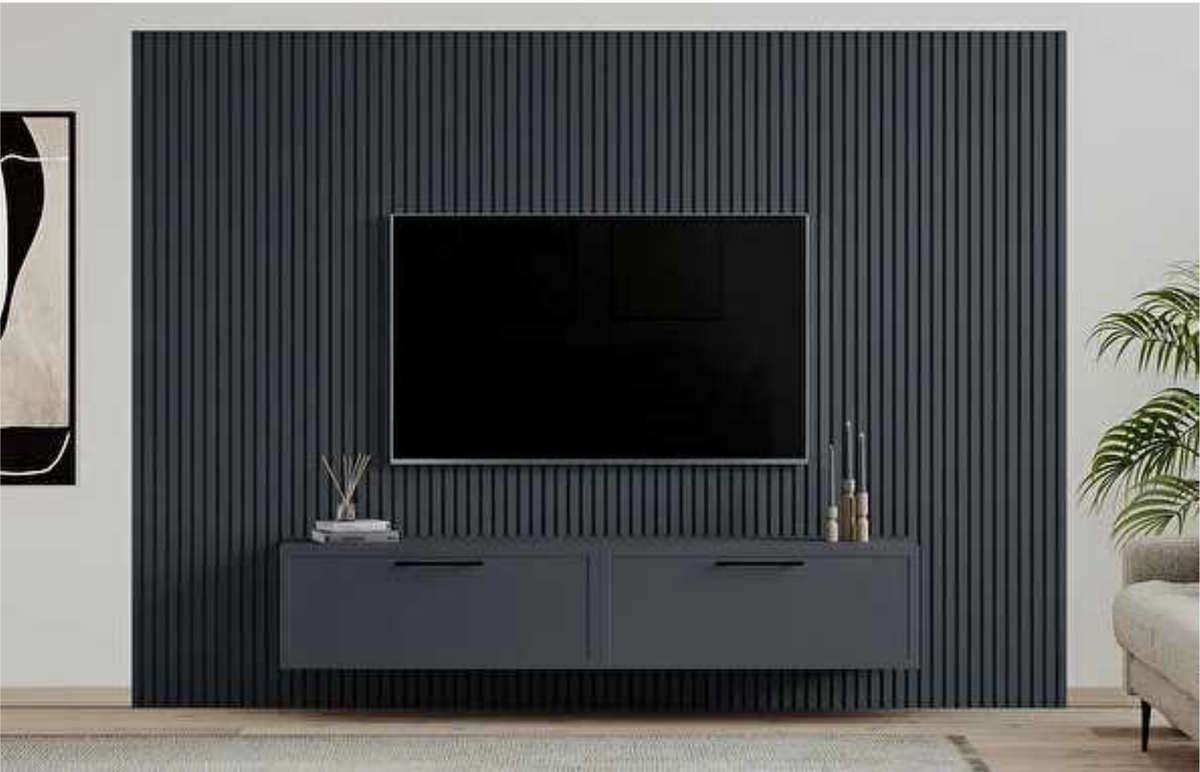Akustik Ahşap Panel LAN-312 (Antrasit) - 600 x 2800 mm
